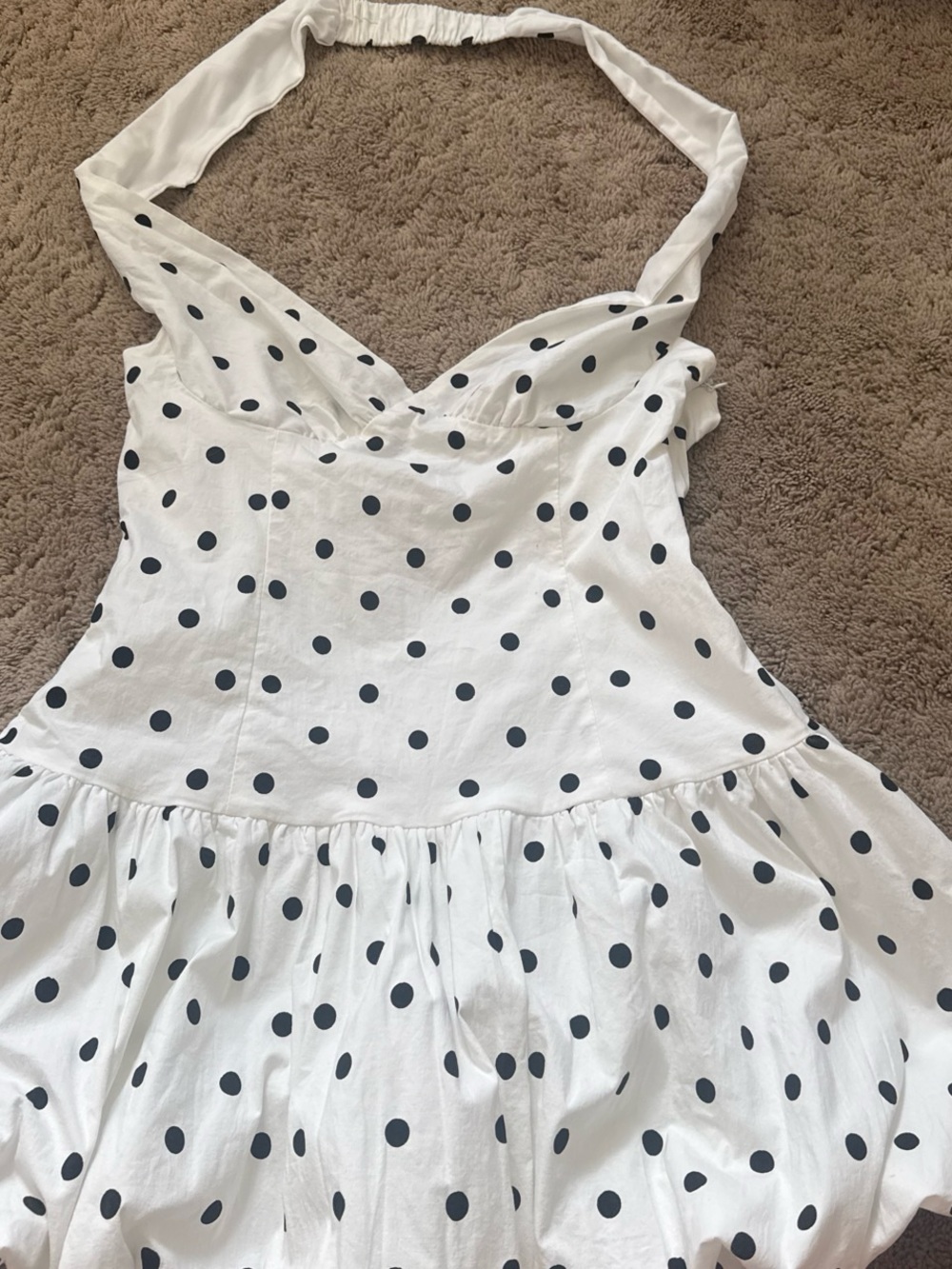 Peppermayo White Mini Dress with Black Polka Dots